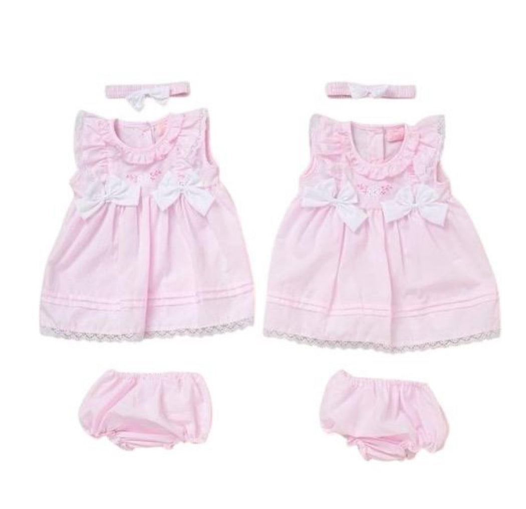 Pink Floral Double Bow Dress & Jam Pants