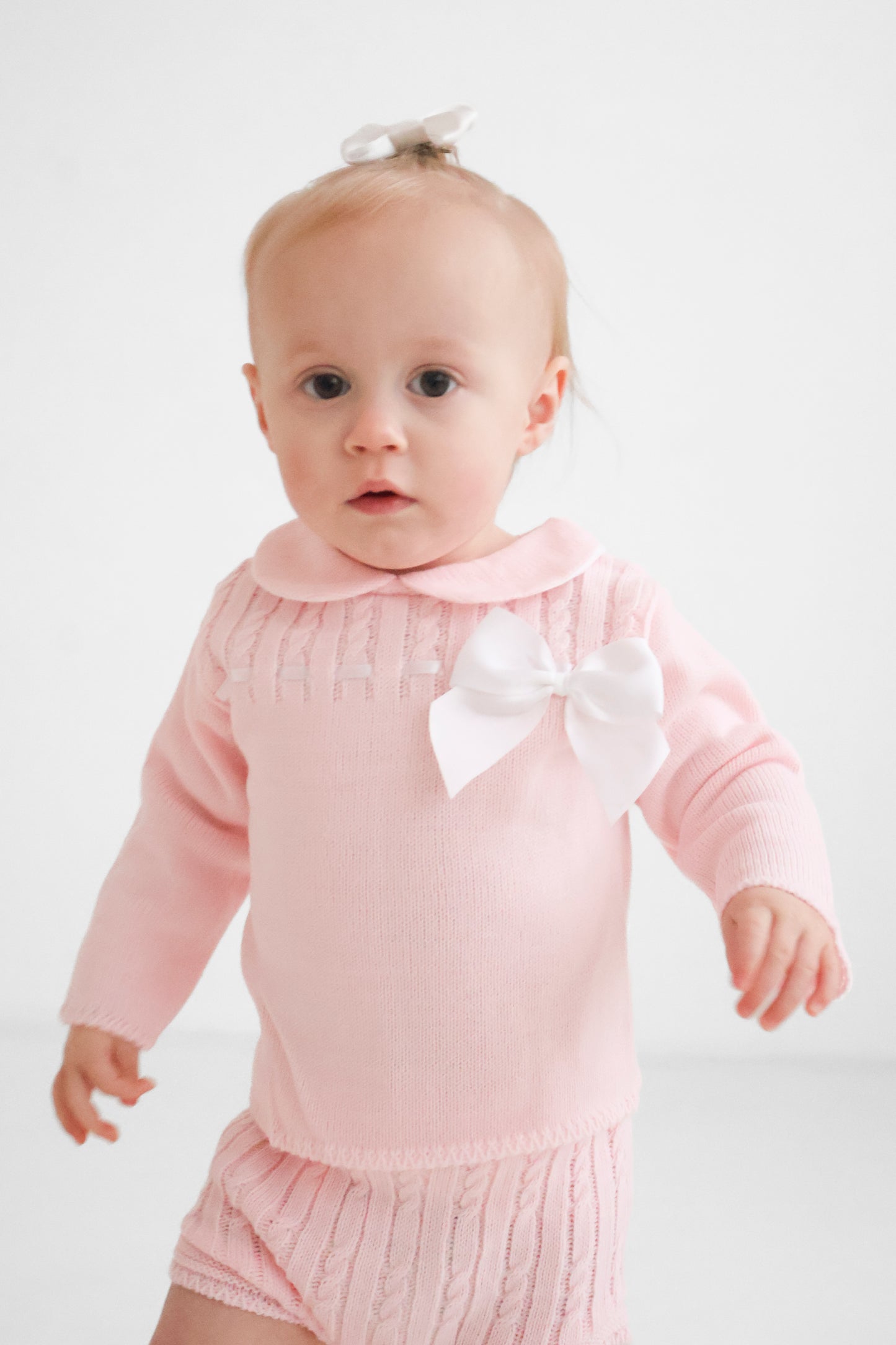 Pink bow knit set