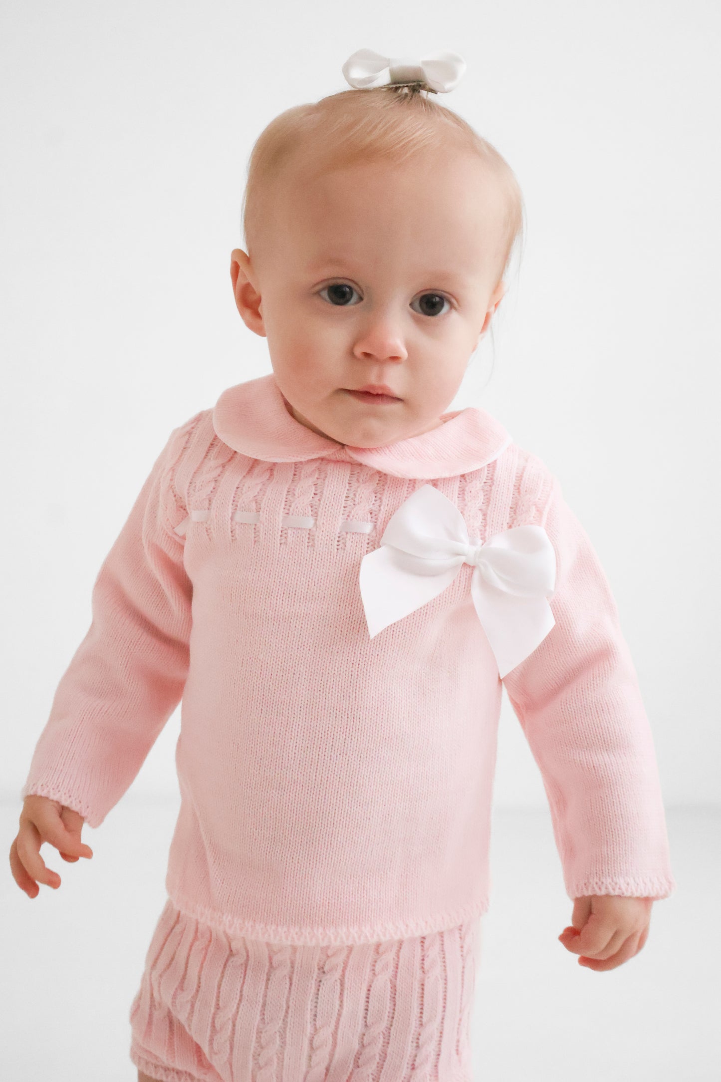 Pink bow knit set