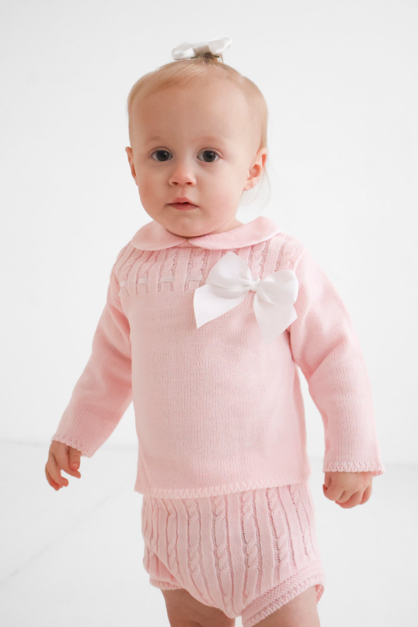 Pink bow knit set