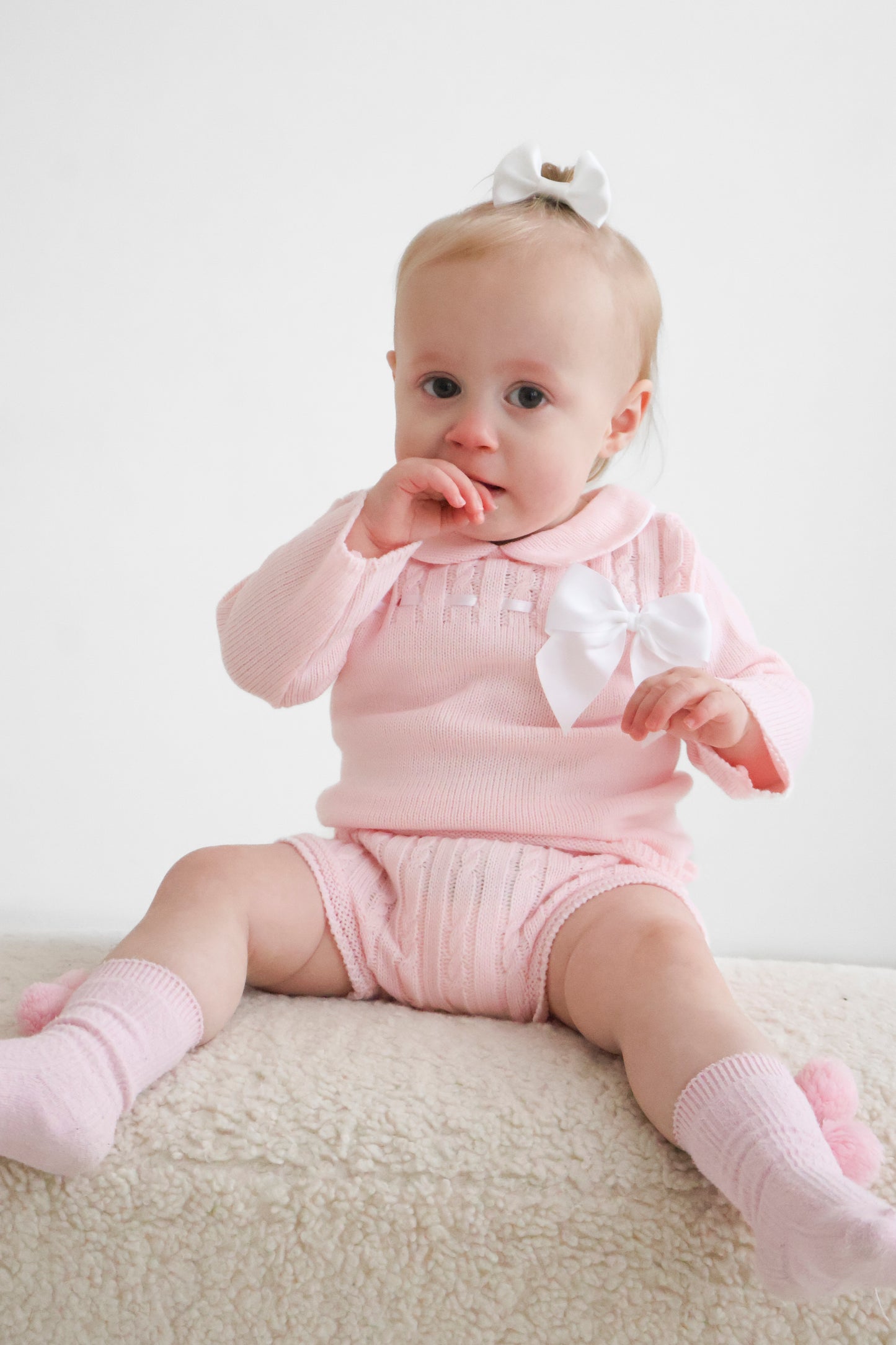 Pink bow knit set