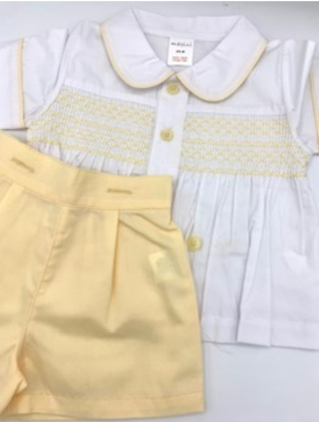 Boys yellow smocked short set